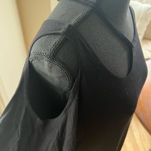 Black Long Sleeved Shirt with Unique Peek a Boo Neckline Women’s 3X